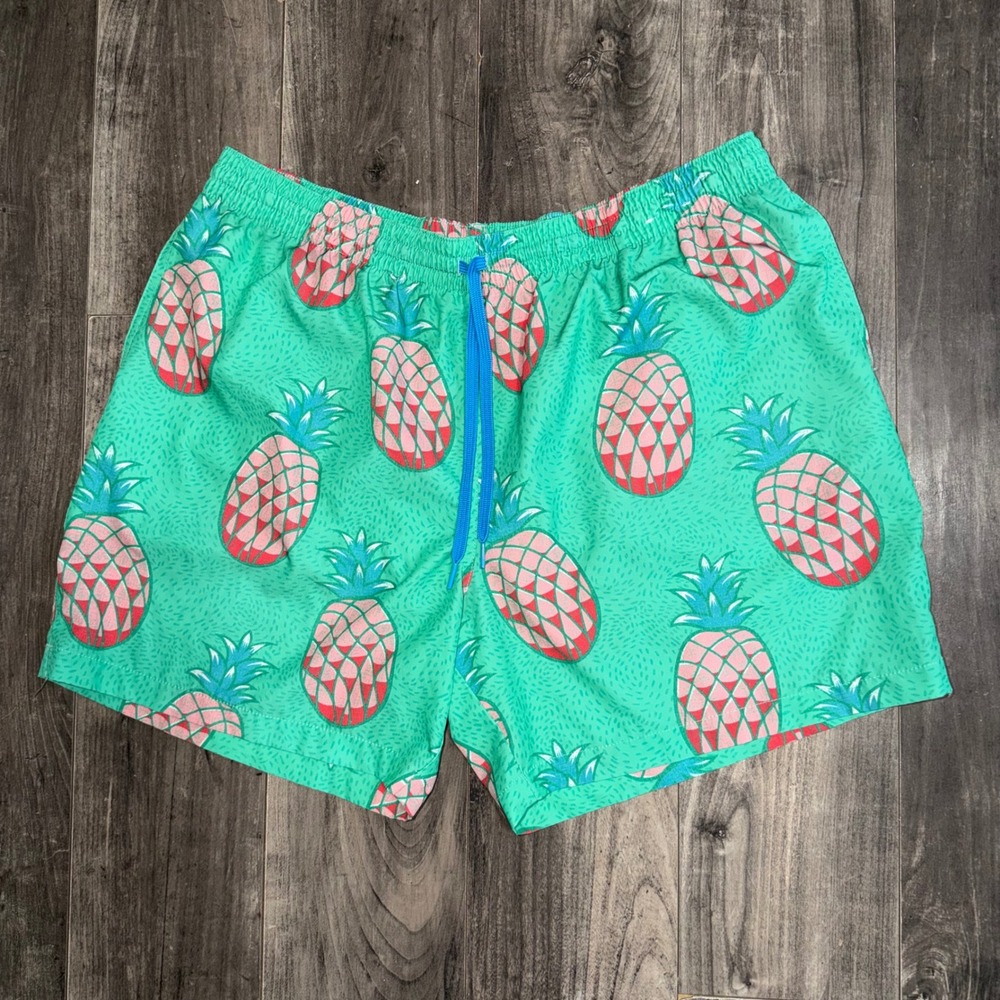 Chubbies Mens 2XL Pineapple Print Swim Trunks Teal Green 5.5 Inseam Mesh Lined - Picture 3 of 5